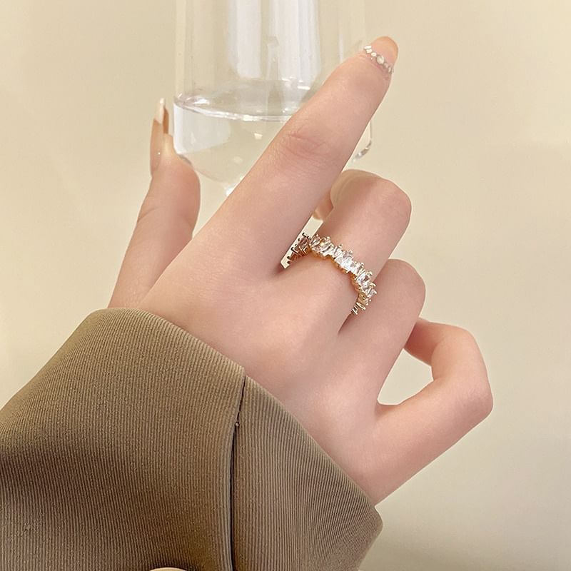 Rhinestone Alloy Open Ring