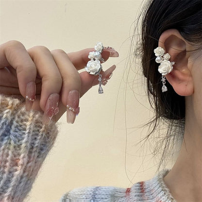 Floral Faux Pearl Alloy Ear Cuff
