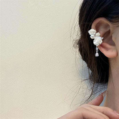 Floral Faux Pearl Alloy Ear Cuff