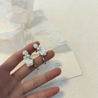 Floral Faux Pearl Alloy Ear Cuff