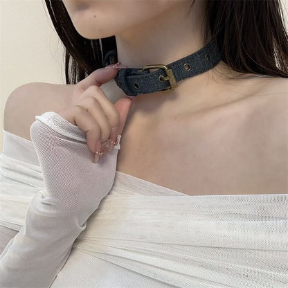 Buckled Denim Choker