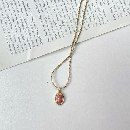 Oval Alloy Choker Pendant