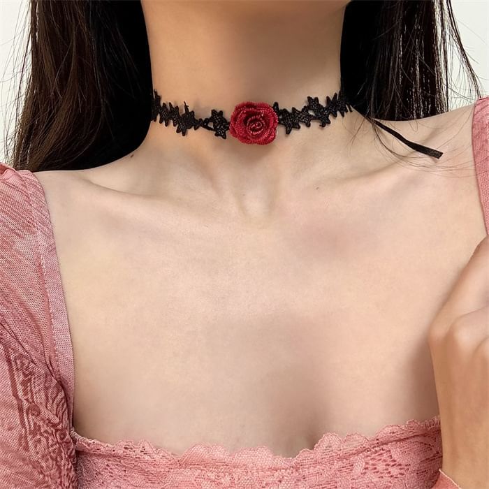Choker Fabric Rose