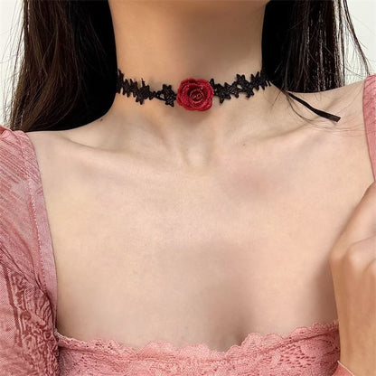 Choker Fabric Rose