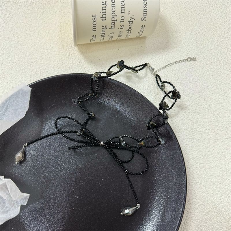 Bow Crystal Choker Faux