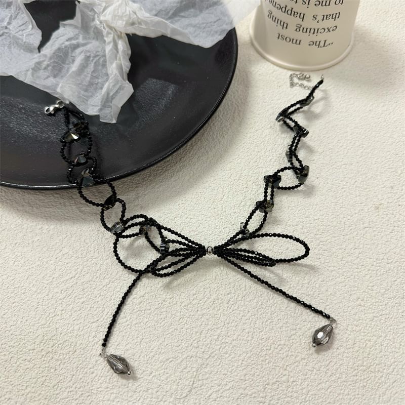 Bow Crystal Choker Faux