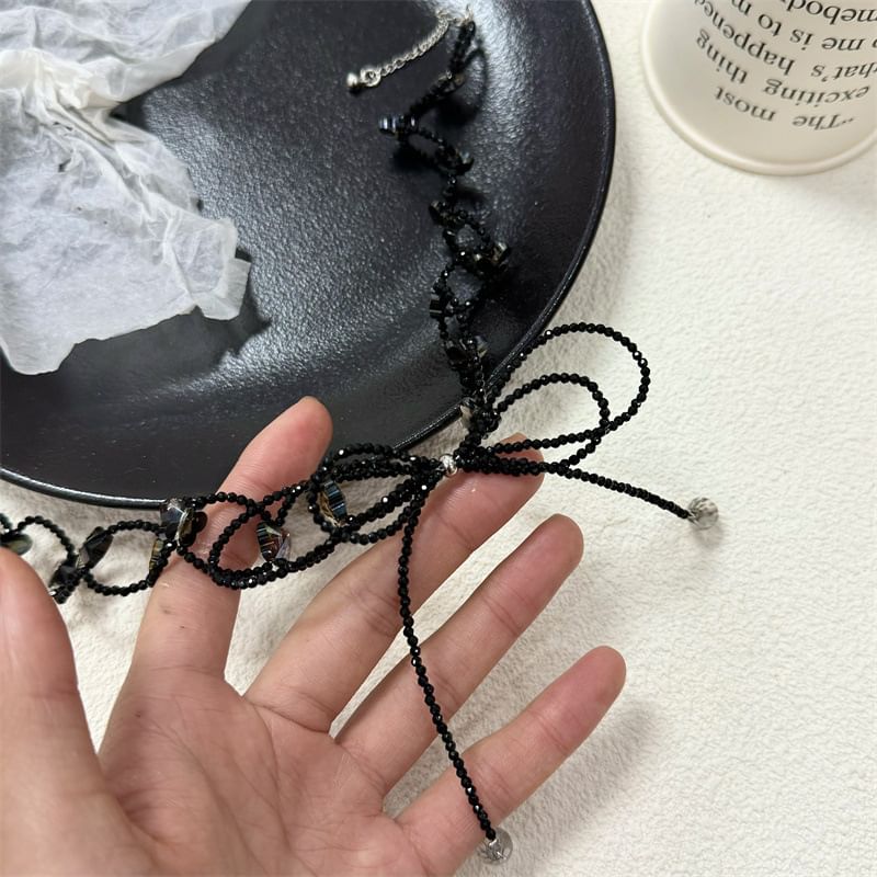 Bow Crystal Choker Faux