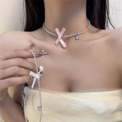 Resin Pearl Faux Choker Ribbon