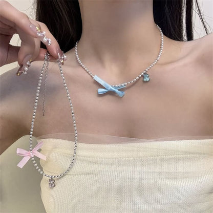 Resin Pearl Faux Choker Ribbon