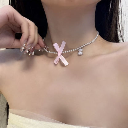 Resin Pearl Faux Choker Ribbon