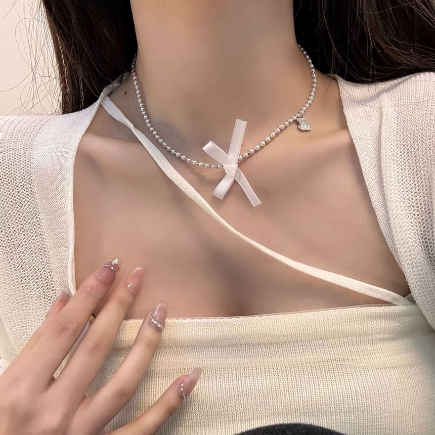 Resin Pearl Faux Choker Ribbon