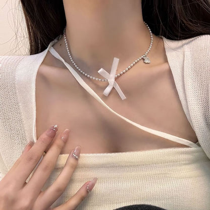 Resin Pearl Faux Choker Ribbon