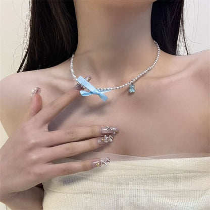 Resin Pearl Faux Choker Ribbon