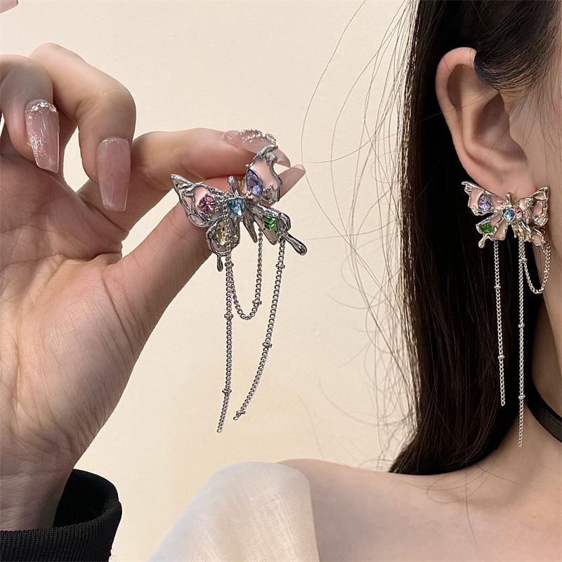 Choker Faux Leather Butterfly / Alloy Earring Threader