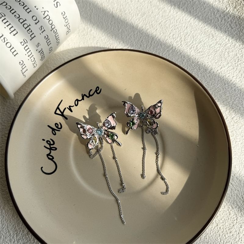 Choker Faux Leather Butterfly / Alloy Earring Threader