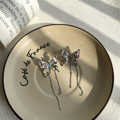 Choker Faux Leather Butterfly / Alloy Earring Threader