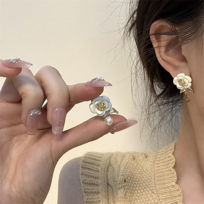 Drop Faux Earring Alloy Pearl Floral