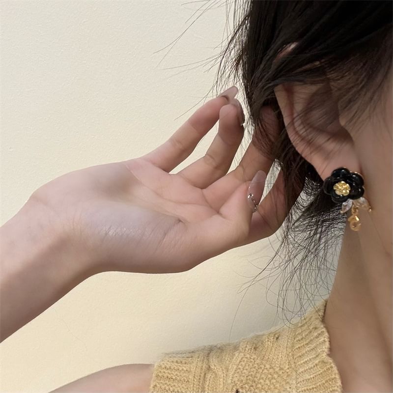 Drop Faux Earring Alloy Pearl Floral