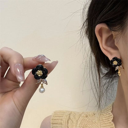 Drop Faux Earring Alloy Pearl Floral