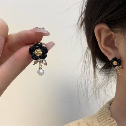 Drop Faux Earring Alloy Pearl Floral