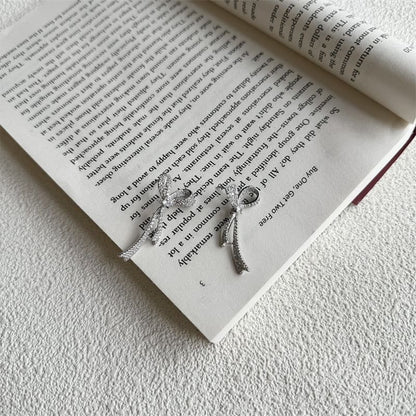 Rhinestone Earring Alloy Bow Dangle