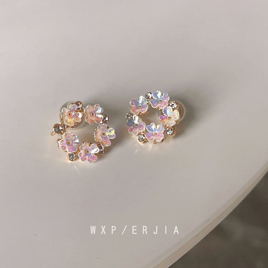 Earring Hoop Floral Alloy