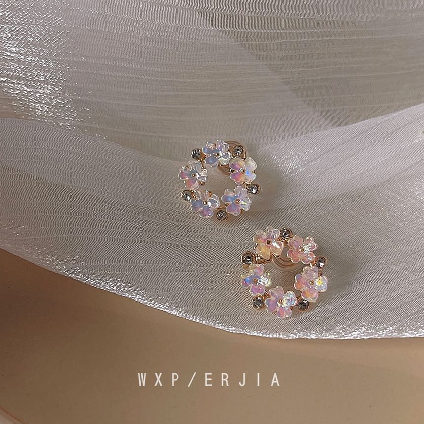 Earring Hoop Floral Alloy