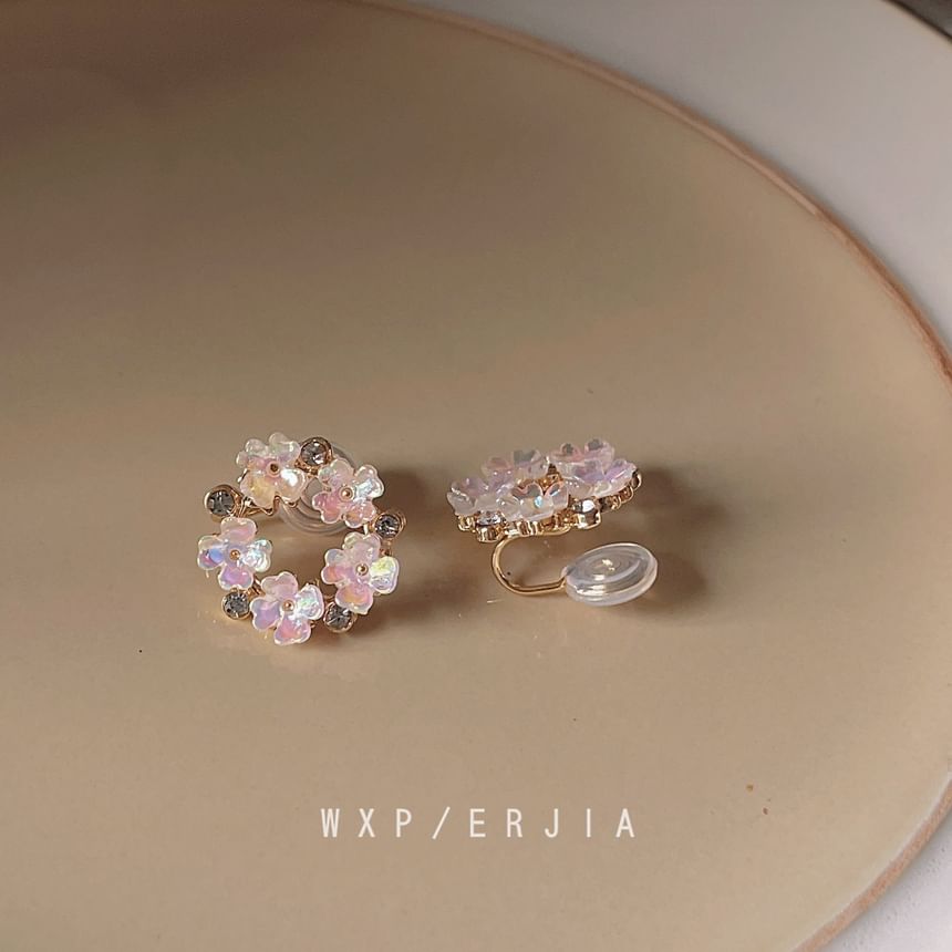 Earring Hoop Floral Alloy