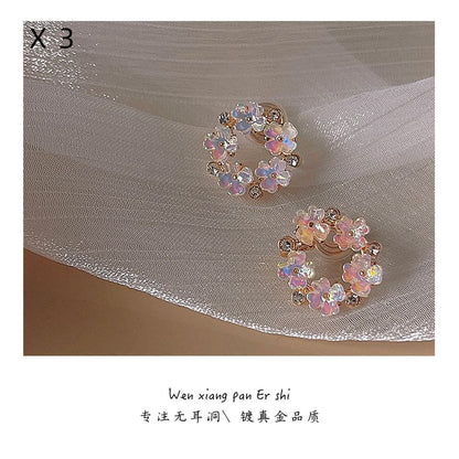 Earring Hoop Floral Alloy