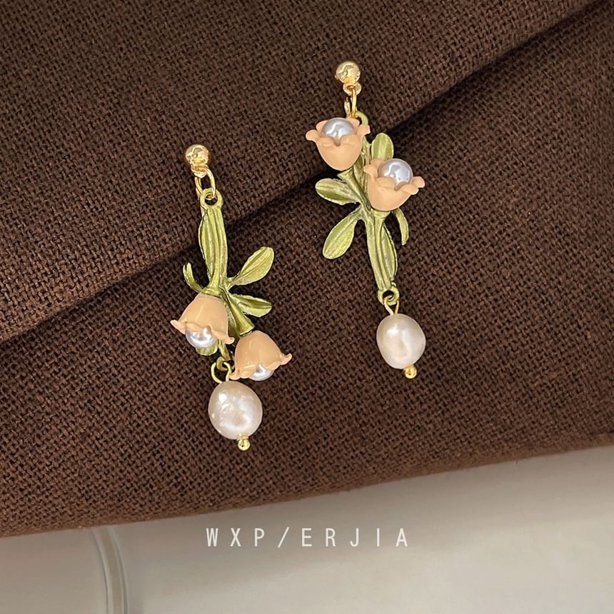 Floral Earring Pearl Freshwater Alloy Dangle