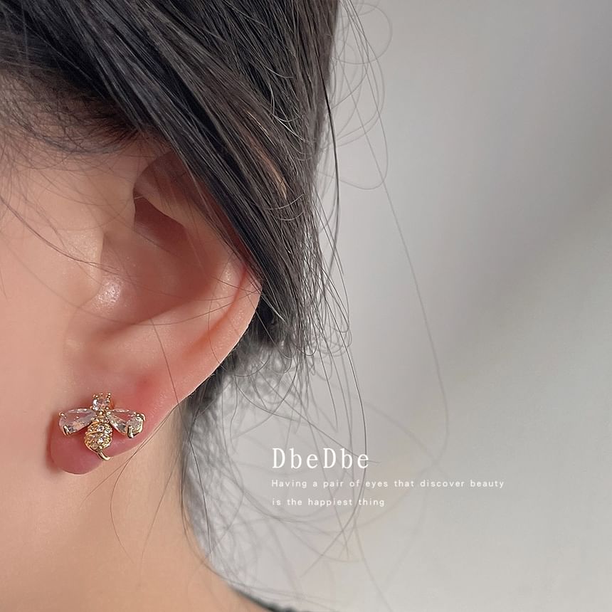 Earring Stud Alloy Bee Rhinestone