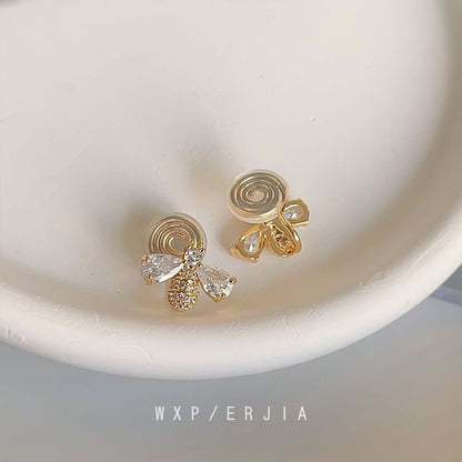 Earring Stud Alloy Bee Rhinestone