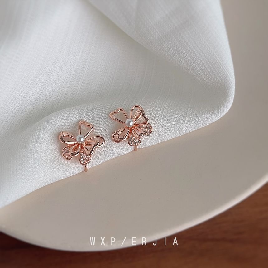 Earring Floral Pearl Alloy Faux Stud