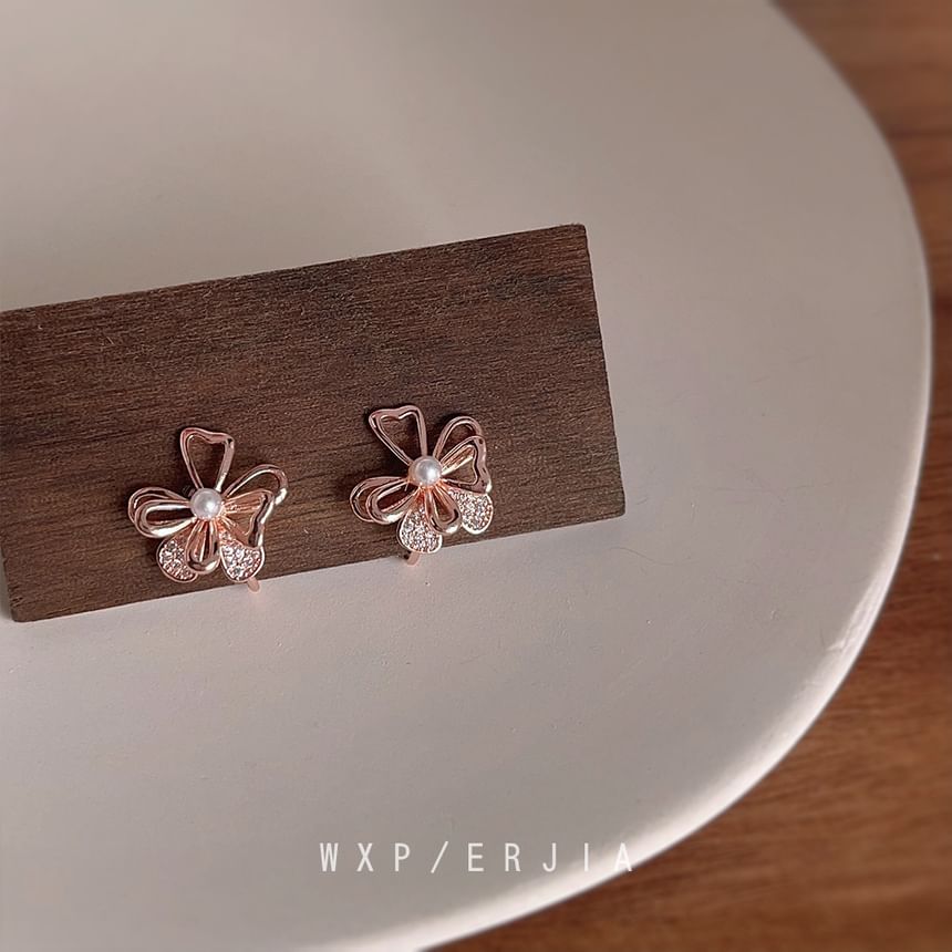 Earring Floral Pearl Alloy Faux Stud