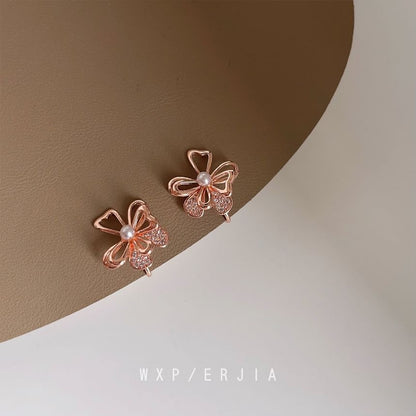 Earring Floral Pearl Alloy Faux Stud