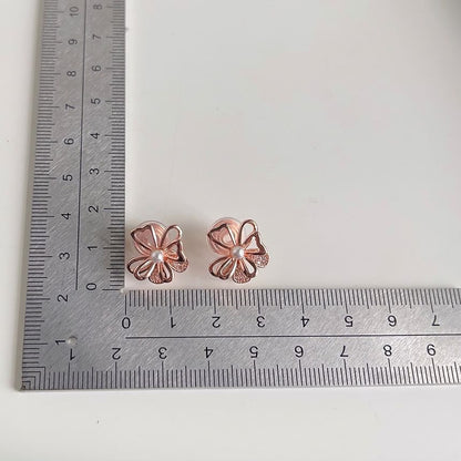 Earring Floral Pearl Alloy Faux Stud