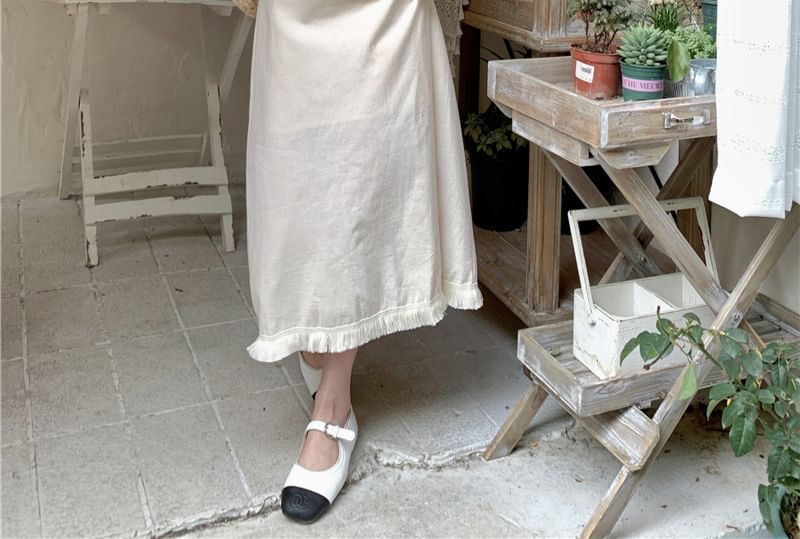Thin Strap Scoop Neck Midi A-Line Dress / Cardigan