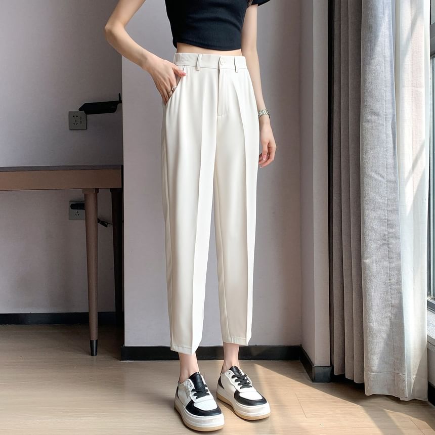 High-Rise Plain Straight Leg Suit Pants (Various Designs)