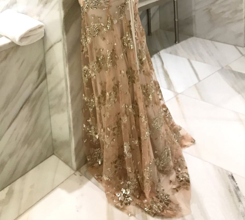 Spaghetti Strap Floral Print Mermaid Evening Gown