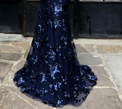 Spaghetti Strap Floral Print Mermaid Evening Gown
