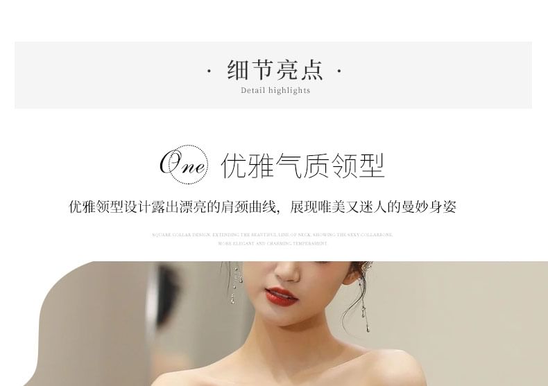 Evening Open Back Gown Mermaid Bow Off-Shoulder Sequin Accent