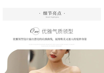 Evening Open Back Gown Mermaid Bow Off-Shoulder Sequin Accent