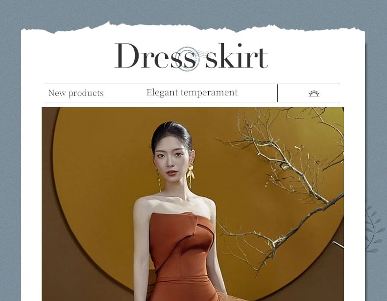 Mermaid Trained Evening Gown Strapless Bow Back Plain