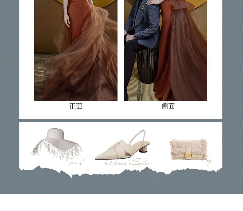 Mermaid Trained Evening Gown Strapless Bow Back Plain