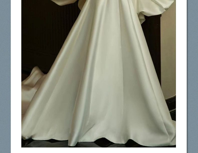 Set: Strapless Sweetheart Neckline Plain Trained Satin A-Line Ball Gown + Shawl