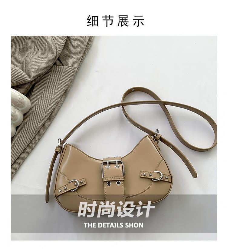 Buckled Faux Leather Crossbody Bag