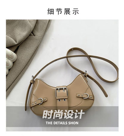Buckled Faux Leather Crossbody Bag