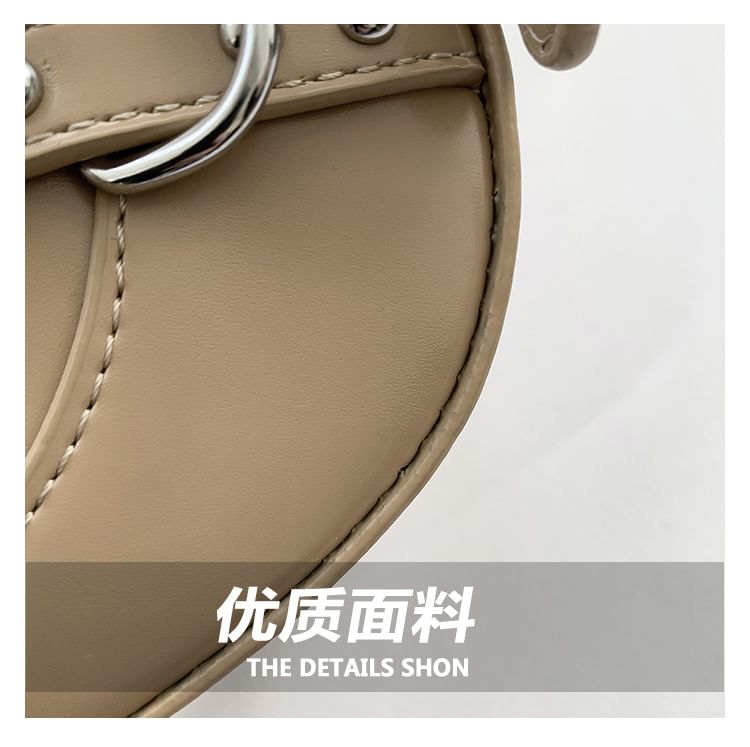 Buckled Faux Leather Crossbody Bag