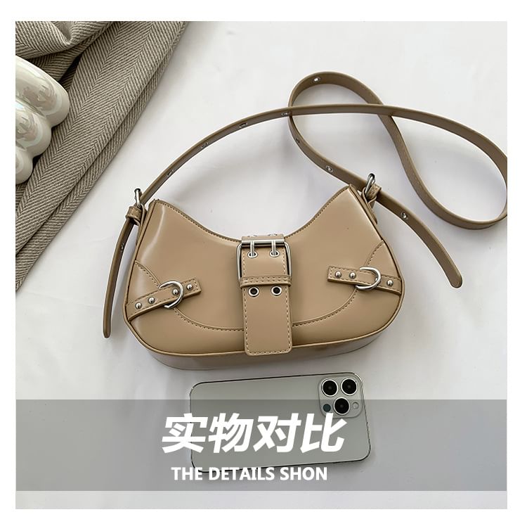 Buckled Faux Leather Crossbody Bag