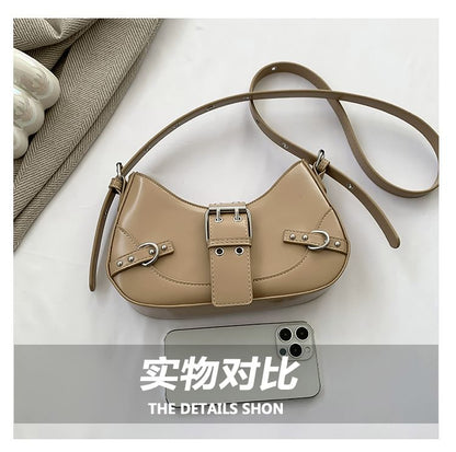 Buckled Faux Leather Crossbody Bag